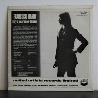 FRANCOISE HARDY Il N ' y A Pas D ' Amour Heaureux UK United Artists LP ' 68 2
