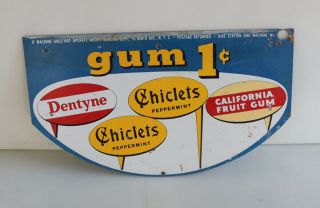 1960s 1c Coin Op Machine Sign Adams Gum Dentyne Chiclets Ca Fruit