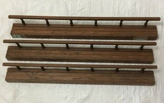 3 Vtg Hand Crafted Wood Wall Shelves W/ Plate Grooves - Spindles 38.  5 " Ea Quality