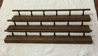 3 Vtg Hand Crafted Wood Wall Shelves w/ Plate Grooves - Spindles 38.  5 