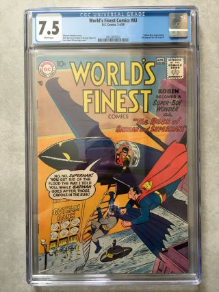World’s Finest Comics 93,  Cgc 7.  5,  Vulture - Man,  Ad For Lois Lane 1