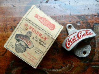 Old Starr " X " Coca Cola Bottle Opener Brown Co Usa Pat.  2333088 Box 54
