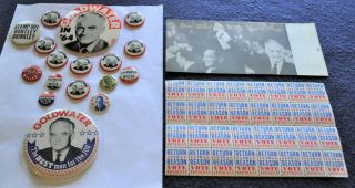 17 Vintage 1964 President Barry Goldwater Campaign Pinback Buttons 32 Stamps