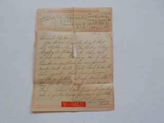 Wwii V - Mail Letter 1944 Italy 463rd Bomb Group Panora Iowa Mutilated Ww Ii Ww2