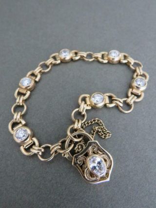 Vintage 9ct Gold Link Bracelet with Heart Padlock Locket 22g 3