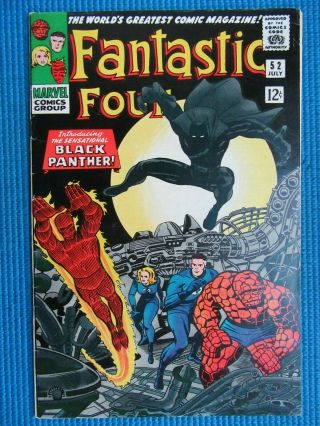Fantastic Four 52 - (vf -) - 1st App Of The Black Panther - Inhumans - White Pgs