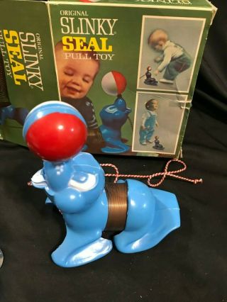 Nos Slinky Seal Pull Toy 1960 