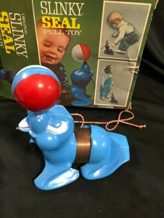 NOS SLINKY SEAL PULL TOY 1960 ' S (A001) 2