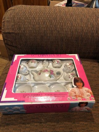 Children’s 13 Pc China Tea Set Service For 4,  Vintage