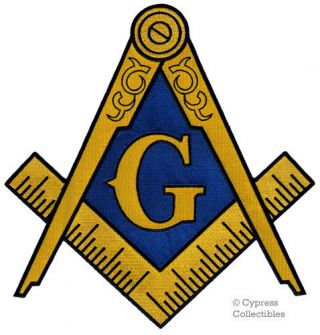 Large Masonic Logo Embroidered Patch Iron - On Freemason Square Compass Mason Big