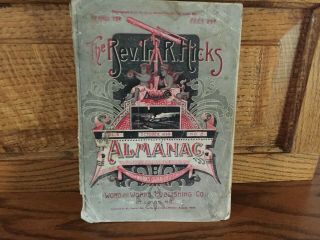 The Rev.  Irl R.  Hicks 1899 Almanac St.  Louis,  Mo/vintage Ads/white Elephant Vehicle