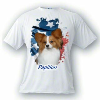 Papillon 2 Stars & Stripes Custom Personalized Pet T Shirt