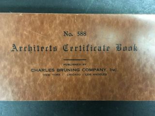 Vintage Charles Bruning Architects Certificate Book 2