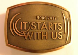 Oa Order Of The Arrow 2015 Noac " It Starts With Us " Oa Bronze Belt Buckle