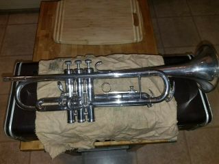 Vintage King Silver Flair Trumpet w/ 2 mouthpieces 1 1/2C & 7C Vincent Bach 3