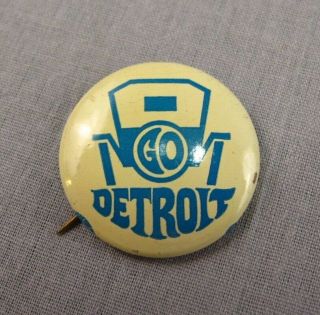 Go Detroit Vintage Button Pin Pinback Promo 1 " Metal Badge Small Mini Automobile