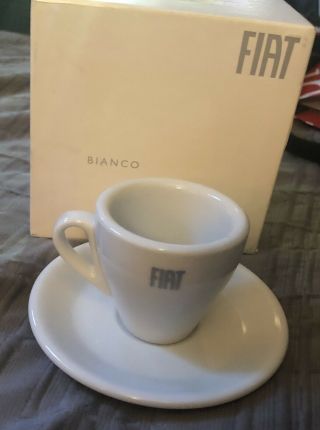 Fiat Automobile Logo Expresso Cup & Saucer Set In Gift Box