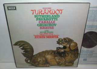 Set 561 - 3 Puccini Turandot Sutherland Pavarotti Lpo Mehta Hp Tas 3lp Box Set