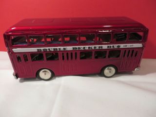 Vintage Tin Friction Toy Double Decker Bus Made In China.