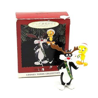 Looney Tunes Sylvester Tweety Bird Christmas Ornament Hallmark Keepsake Vtg 1993