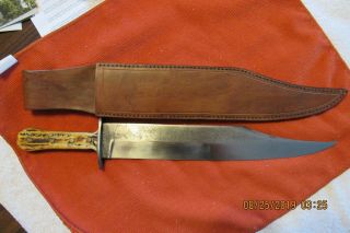 Vintage Us Custom Hand Made.  J Lile Large Bowie Knife Made From A File.