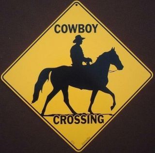 Cowboy Crossing Sign 16 1/2 By 16 1/2 Picture Horses Decor Home Farm Art