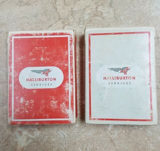 2 Pack Vintage Halliburton Service Oil Well Cementing Company Playing Cards