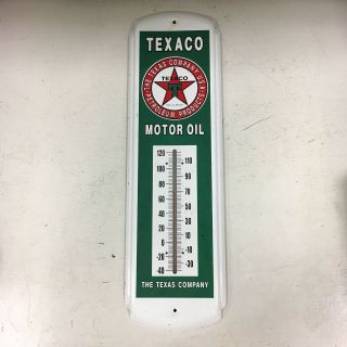 Texaco Motor Oil The Texas Company All Metal Thermometer 17 " Long