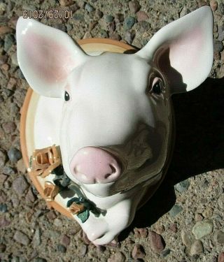 Ceramic 3d Pig Head Country Kitchen Wall Decor Large