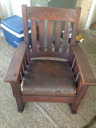Antique / Vintage Stickley Style Mission Oak Arts & Crafts Chair
