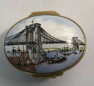Halcyon Days Enamels " Brooklyn Bridge " Trinket Box Designed By Tiffany & Co.