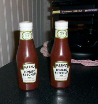 Collectible Heinz 2000 Tomato Ketchup Bottles Salt Pepper Shakers Ceramic