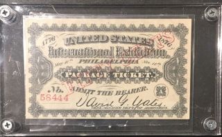 Us 1876 50c Centennial Exposition Admission Ticket