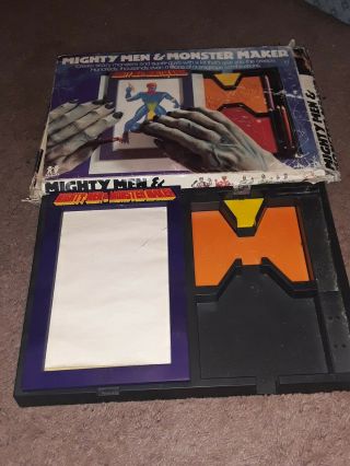 Vintage 1978 Tomy Mighty Men & Monster Maker Toy Stencil/drawing Kit Incomplete