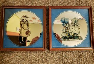 Vintage.  Set Of 2.  Holly Hobbie Wall Mirror Picture American Card Corp.