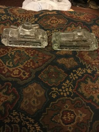 2 Vintage Clear Glass U.  S.  Army Tanks Candy Container