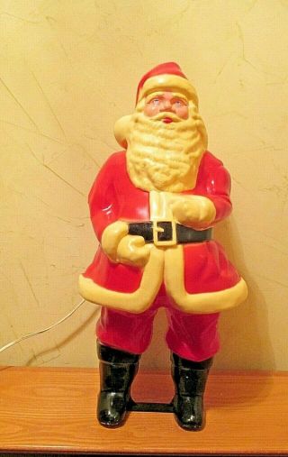 Vintage 16 1/2 " Hard Plastic Blow Mold Light Up Santa