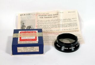 Vintage Nikon Nippon Kogaku Metal Lens Hood 3.  5cm F1.  8 35mm W/box & Instructions
