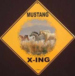 Mustang Horse X - Ing Sign 16 1/2 By 16 1/2 Decor Novelty Horses Signs Picture