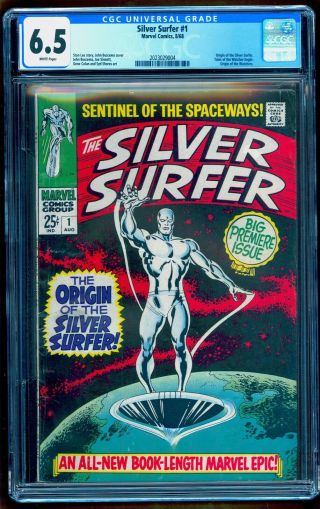 Silver Surfer 1 Cgc 6.  5 White Pages No Marks Or Stamps