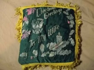 U.  S.  Army=wife Christmas Greetings Vintage Wwii Pillow Cover Sham Military -