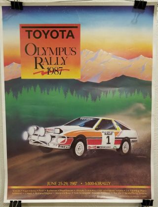 Toyota Olympus Rally Vintage 1987 Race Promotion Poster 17.  5 X 22.  5