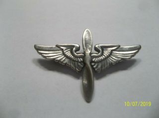 Ww2 Era Army Air Corps Air Cadet Wing Sterling.  Pin Back.