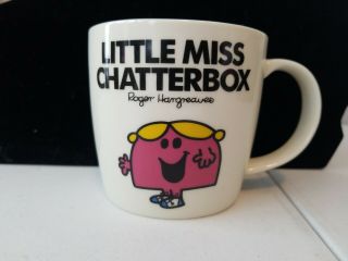 Little Miss Chatter Box Coffee Tea Mug Cup Roger Hargreaves Mister White Pink