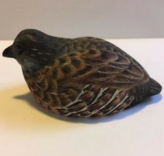 Bobwhite Quail Bird Small Decoy Resin Figurine Signed By S Leonard 5 - 21 - 90