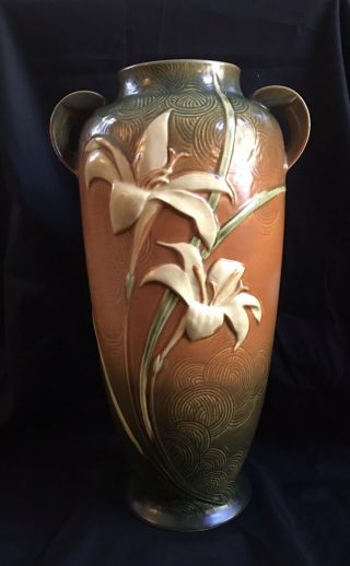 Vintage Roseville Pottery Zephyr Lily Large Floor Vase 142 - 18