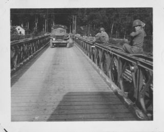 Wwii Summer 1944 Us Army Engineers Built Bridge & Truck 35th Evac Hosp France