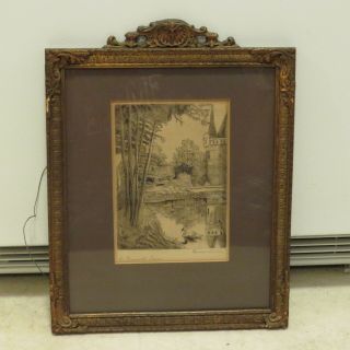 Rare Pencil Signed Etching Horace Sheble " For Normandy,  France " Framed