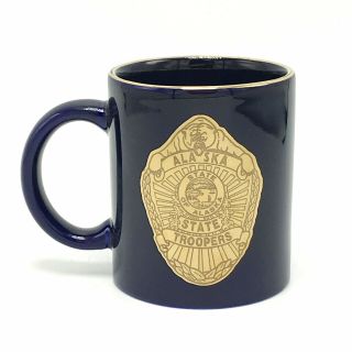 Alaska State Troopers Coffee Mug Cup Navy Blue Gold Badge Support Police Cop