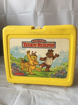 Teddy Ruxpin Collectible Yellow Plastic Lunchbox With Thermos.  B A3